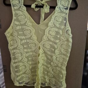 Yellow Lace Sleeveless Top